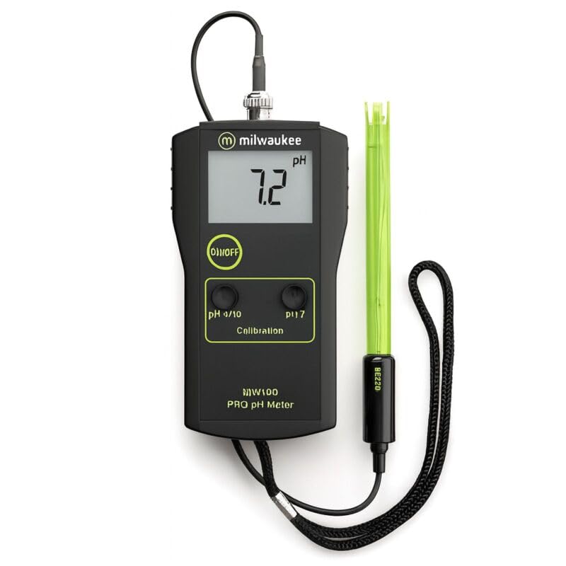Weedness Milwaukee medidor pH MW100 - jardín Plantas Valor probador Piscina Tiras Prueba para Piscina pH-Metro medir probador Agua Digital Acuario Cultivo Interior