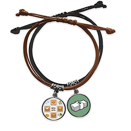 Pulsera de cuero estilo Hong Kong con cordón de la suerte