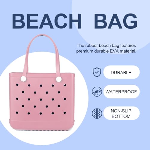 Sac de plage en caoutchouc imperméable et lavable - Bleu eau, taille M