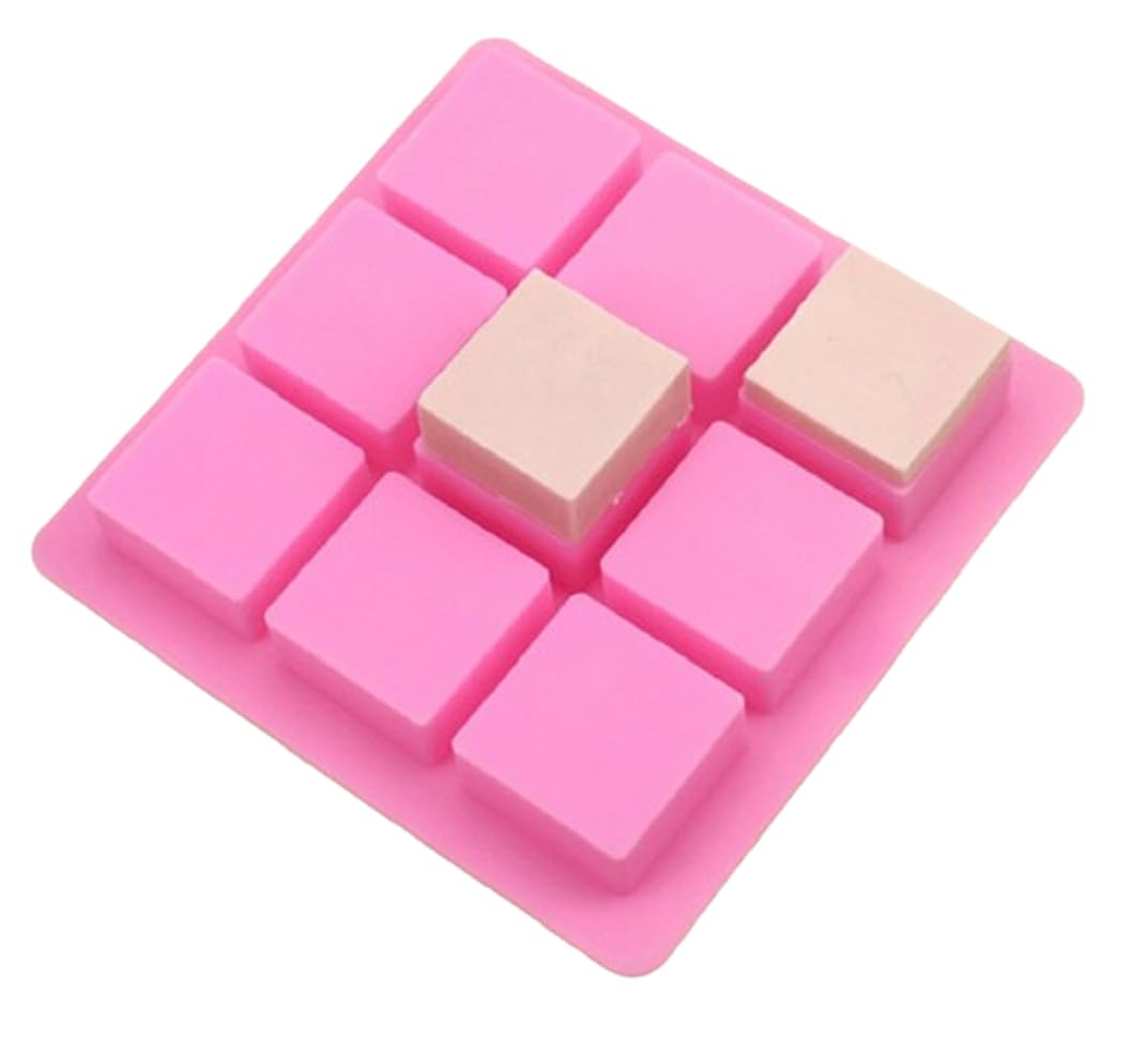 FirstTry Square Shape Soap Mold I 3D Fondant Silicone Wax Tray I Handmade Sharp Soap Making Forms I Mould for Lotion Bar Cake Chocolate Candy Ice DIY Candle Resin Art Craft I 9 Cavity – Set of 1-image-49
