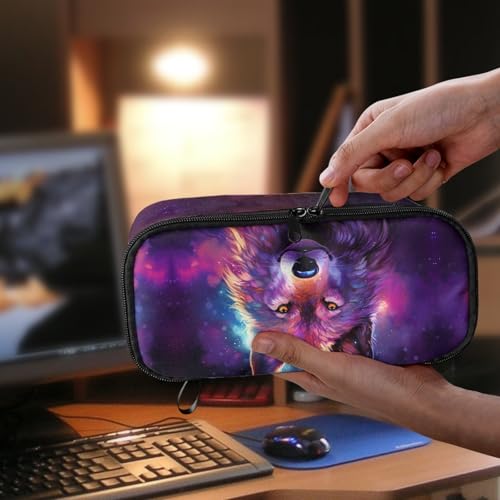 Image of Starry Wolf Pencil Case for Boys Large Capacity Pencil Bag for 3-14 Years Kids Pencil Pouch for 3Rd 4Th Children Pencil Box for Girls Adults Women Make Up Bag for School Supplies