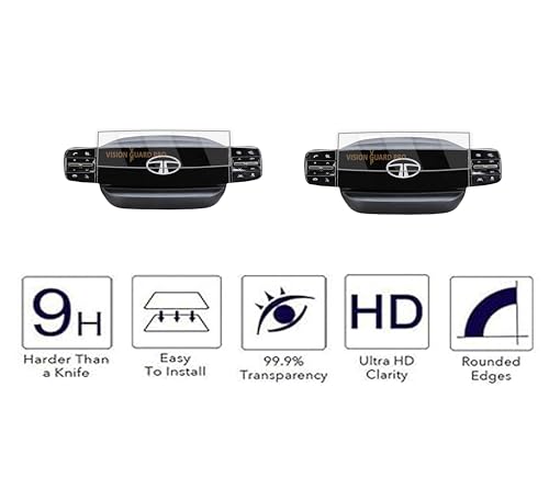 Image of (2 PACK ) STEERING GUARD For TATA NEXON PUNCH, CURVV, SAFARI, HARRIER, TIGOR, TIAGO HARRIER EV 2023-2025 / Anti Scratch /Water Resistant /Car Digital Display Protector Accessories [Not Tempered Glass]