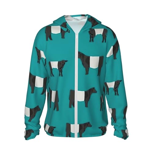 Sweat à capuche léger motif vache avec fermeture éclair pour homme et femme
