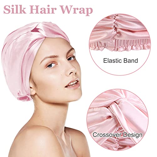 Hair Wrap for Sleeping Satin Sleep Bonnet Double-Sided Sleep Cap Hair Turban for Curly Hair Women Sleep Cap with Elastic Bow Stay On Head - Image 3
