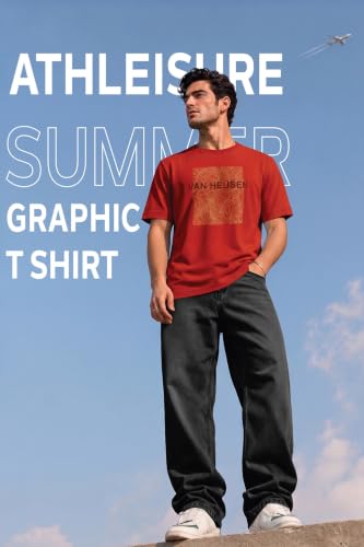 Image of Van Heusen Men's Athleisure Graphic T-Shirt - Comfortable Crew Neck| Soft Breathable Cotton Blend | Casual Wear Style | Summer Favorite | Style 60054