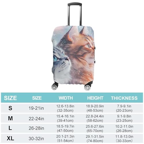 Grey And Yellow Cats Travel Luggage Cover for Suitcase 19-32 Inches Elastic Washable Baggage Protector2