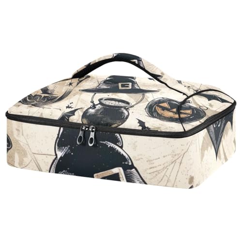 Porta casseruola isolata per cappello da strega e pipistrello di Halloween borsa per il trasporto di casseruole per cibi caldi o freddi adatta per cene feste campeggio