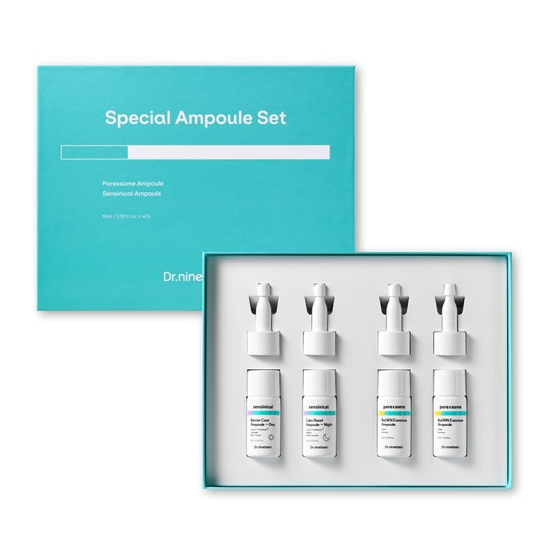 Dr.nineteen Special Ampoule Set | Biome PDRN Exosome Ampoule + Sensinical Ampoule | Pore Tightening, Firming & Hydrating | Korean Skin Care Set for Women & Men