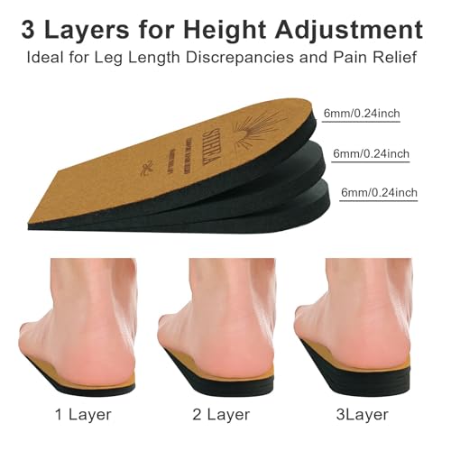 Adjustable Heel Lifts for Shoes, 1/4'' Height Increase Insoles for Achilles Tendonitis, Heel Pain, Leg Length Discrepancy, Plantar Fasciitis, Shoe Lifts Men, Women (Brown, Medium (1 Pair))2