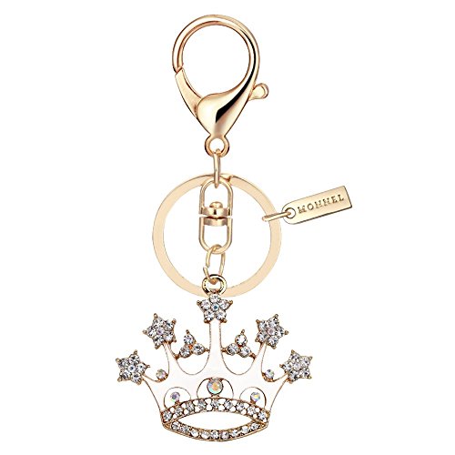 Bling Bling Crystal White Queen Crown Keychain Key Ring with Velvet Bag MZ857-1