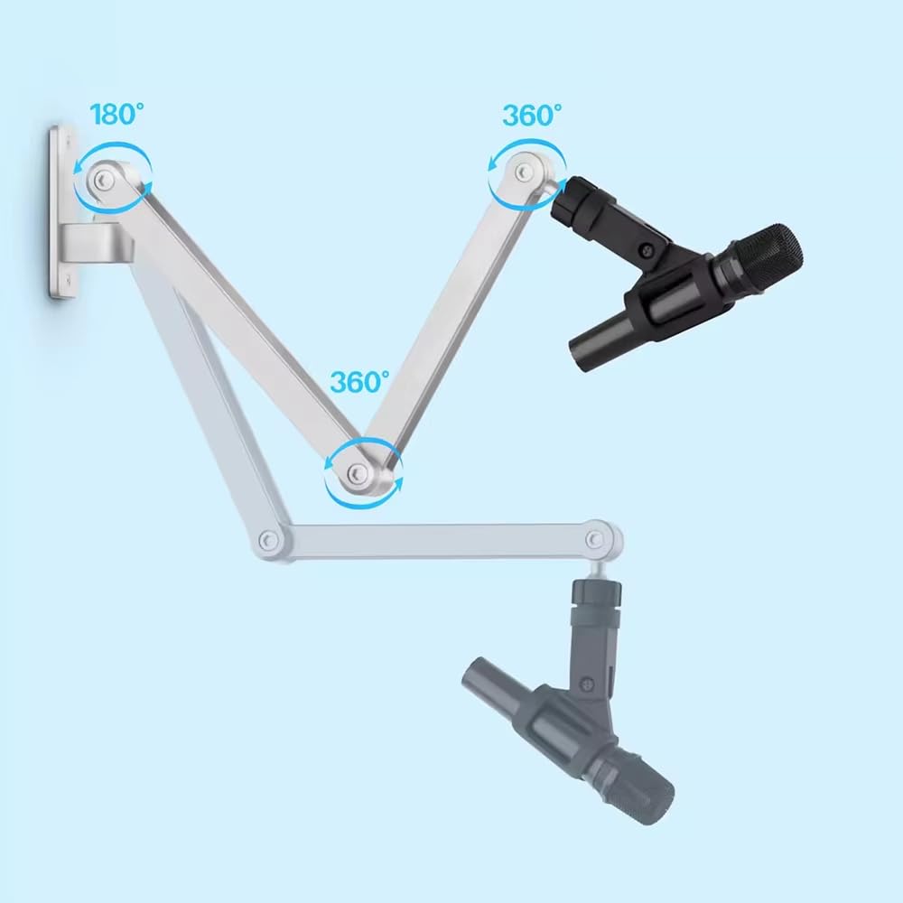 Toplionace Soporte de Brazo Articulado para Micrófono, Universal, de Aleación de Aluminio, para Montaje en Pared, con Rotación, Plegado y Elevación
