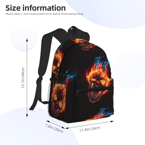 Casual Travel Hiking Bag & Day Pack Backpack for Men Women, Cool Fire Skull Bags, Lightweight Climbing Shoulder Bag Large Capacity for Gym Outdoors4