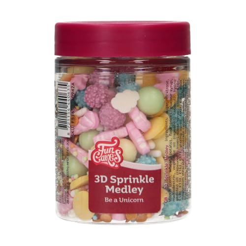 FunCakes 3D Sprinkle Medley Be a Unicorn: Decoraciones de Azúcar, Buen Sabor, Adecuadas para Decorar Tartas, Pasteles, Cupcakes y Galletas, Sprinkle Mix - 70g