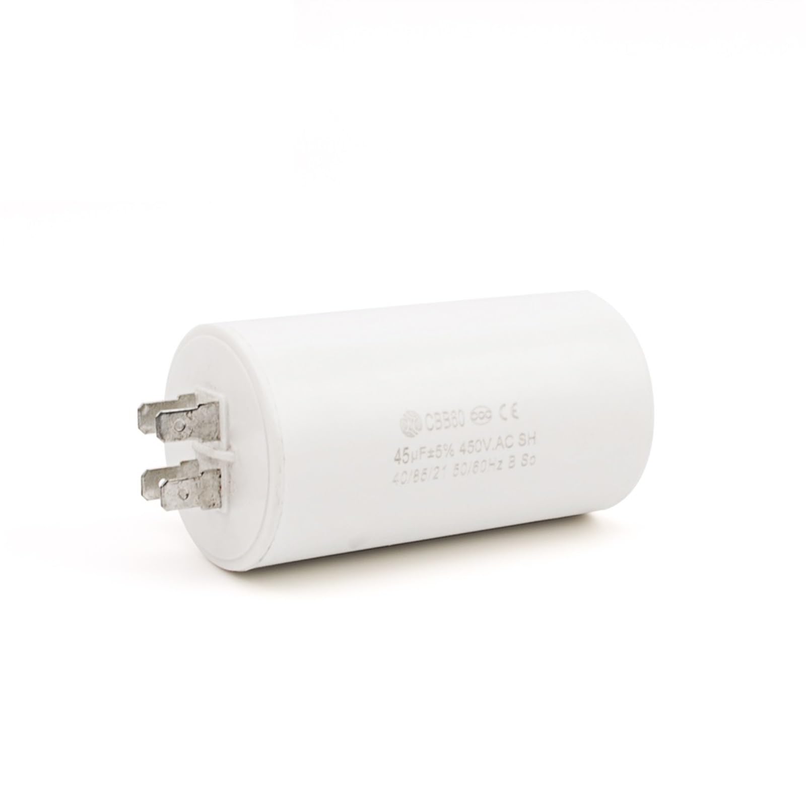 QUARKZMAN 45uF 450V AC 2 Fili 50/60Hz CBB60 Condensatore X 1pz Cilindro Per Elettrico Motore Lavatrice Macchine, [Argento, 105x50mm