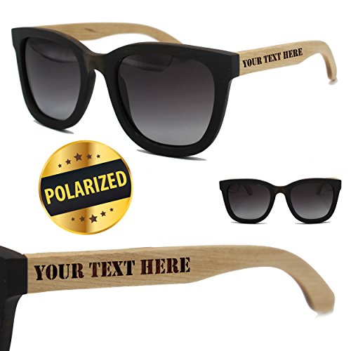 Custom Engraved Wood Polarized Sunglasses - Premium Personalized Wooden Gifts for Wedding Party, Groomsmen, Bridesmaid
