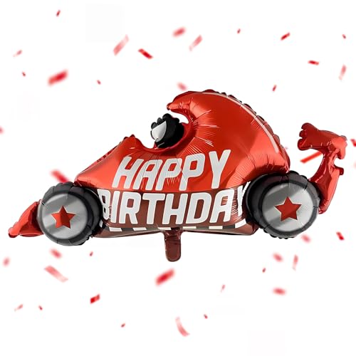 Ballon Aluminium Voiture de Course Rouge, Ballons Voiture de Course, Ballon à l'Hélium, Décoration d'Anniversaire d'Enfant Garçon, Décoration d'Anniversaire pour Voiture à Thème de Voiture