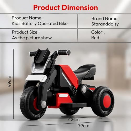 Image of StarAndDaisy Zuno Baby Stroller for Toddlers, Premium 3-Wheel Stroller with Comfortable Wide Seat, Adjustable Footrest, Large Wheels, Front LED Light & Music, Stylish Red Stroller for Kids.