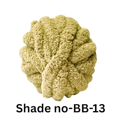 Image of VCR Pale Olive Yarn, 200 Grams Big Chunky Hank, 22 Meters Length, Suitable for Knitting Blankets and Pillows, 100% Polyester Yarn Ball for Crochet DIY, Soft Threads, Pack of 1