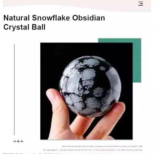 Obsidienne neige boule décorative avec socle idée cadeau bien-être bureau - 3