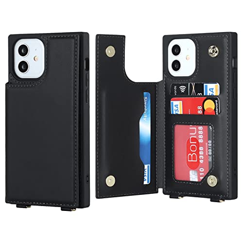 Jaorty For Iphone 12 Pro/Iphone 12 Crossbody Wallet Case With Detachable Adjustable Lanyard Strap & Card Slot Holder,Magnetic Flip Folio Purse,Pu Leather Travel Case For Women & Men,6.1"(Black) #TOP6