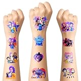 Tatouages Temporaires Kpop, Hunters Lot de 25 Feuilles de Tatouages Temporaires pour Enfant, Huntri Tatouages Cartoon Amovibles, Tattoos Temporaires Hunters