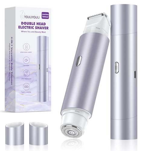 Image of Bikini Shaver for Women, 2 in 1 Trimmer Body Face Hair Razor for Legs, Armpit, Purple
