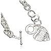 GUESS "Basic" Silver and Crystal Graffiti Heart Toggle Charm Bracelet
