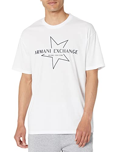Armani Exchange Men's Big Star Logo Tee, White, X-Small | Amazon.com