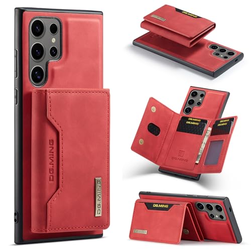 Funda Tipo Cartera 2 en 1 para iPhone 11 Pro MAX, Funda de Piel de Primera Calidad, Tarjetero, Cartera Desmontable, diseño de Hebilla, Color Rojo