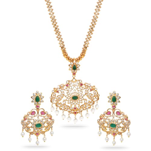 Image of Rubans American Diamond Zirconia Necklace Set Traditional Stylish Jewellery Gift for Women & Girls