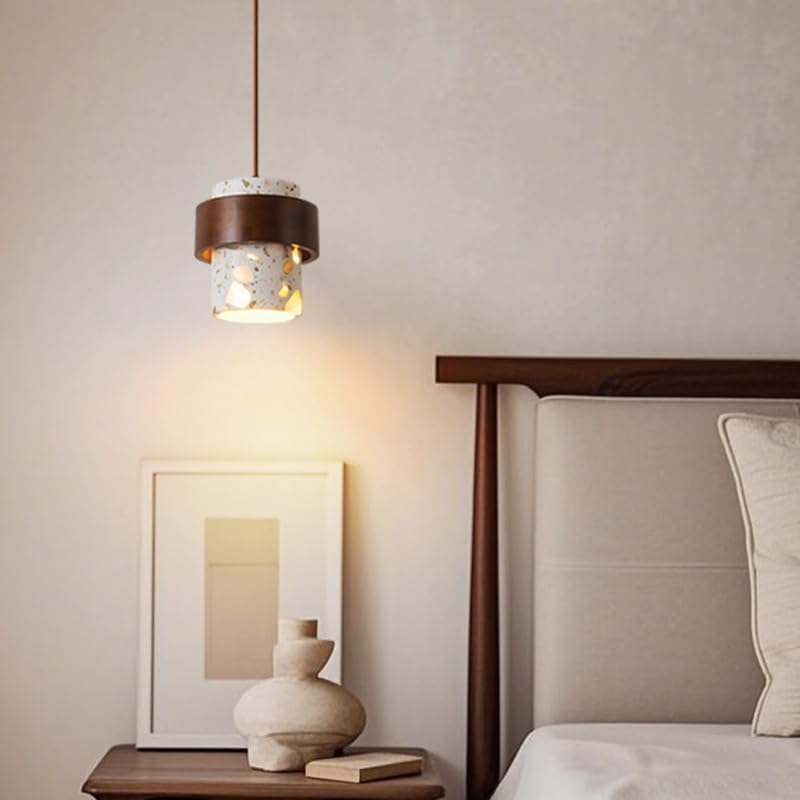 Pendentif LED terrazzo et bois pour une atmosphère de maison chaleureuse et zen