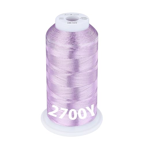 Image of Simthread 2700 Yards Metallic Embroidery Machine Thread - Pastel Violet MS-024, 40wt High-Sheen King Spool, Smooth Running & Break Resistant for Commercial & Home Embroidery Machines