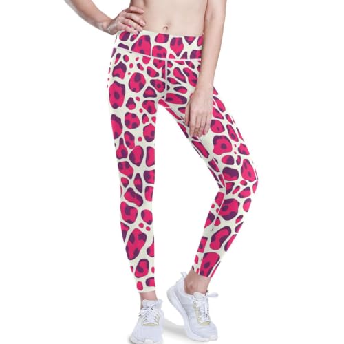 Leggings push up leopardo rosa: mallas de yoga con cintura alta moldeadora