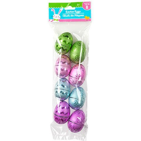 GreenbrierMetallic and Frosted-Matte Hollow Fillable Plastic Eggs, 8-ct. Packs