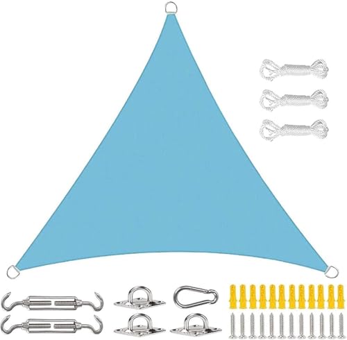 Voile d'ombrage triangle imperméable bleu 2m protection UV terrasse