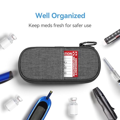Image of Gelozid Insulin Pen Cooler Travel Case Diabetic Medication Insulated Cool Organizer with 2 Reusable Ice Packs for Insulin Pen and Other Diabetic Supplies, for the Daily Life and Trip(Grey)