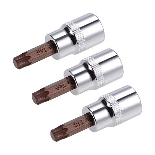 Image of sourcing map 3pcs 3/8" Drive x T40 Torx Bit Socket, S2 Steel Bits CR-V Sockets 38mm Length Use with Ratchet Wrench, Slide Bar, Extension Rod