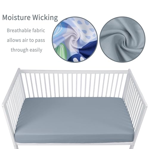 Baby Crib Sheets for Boys Girls, 2 Pack Fitted Crib Sheet for Standard Crib and Toddler Mattress, Soft Microfiber Baby Sheet 52x28x8in. (Cobblestone & Dark Gray)