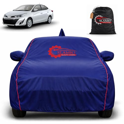 Image of Car Cover for Toyota Yaris | 100% Waterproof Heavy-Duty 3-Layer Car Body Cover | All-Weather Rain, UV, Sun & Dust Protection | Custom Fit | Mirror & Antenna Pockets | Navy Blue