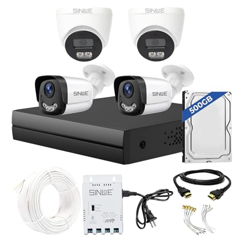Image of SINLOE 4 Channel 1080P Full HD DVR 2MP Night Color 2 Dome + 2 Bullet, 500GB Hard Disk Full Combo Set