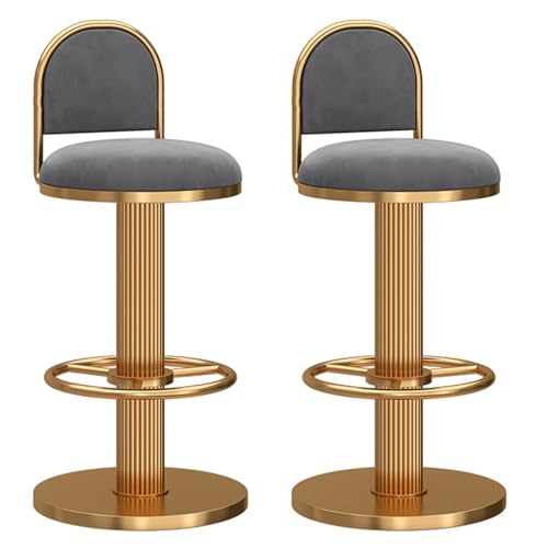 Juego De 2 Taburetes De Cocina para Barra, Taburetes Giratorios De Altura Ajustable con Respaldo, Taburetes De Terciopelo para Barra De Cocina.
