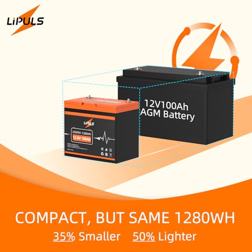 Lipuls LP 12V100AH AUTO 12.8V 100Ah Lifepo4 Lithium Deep Cycle Battery, Group 24 Size With Built-In 100A Bms, Max.1280Wh Lithium Iron Phosphate Battery, 10-Year Lifespan, Perfect For Rv thumb #3
