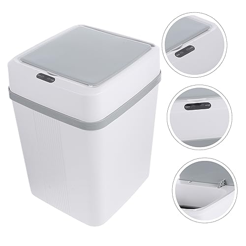 Bote de basura automático con sensor de movimiento y tapa de plástico blanco miniatura 5