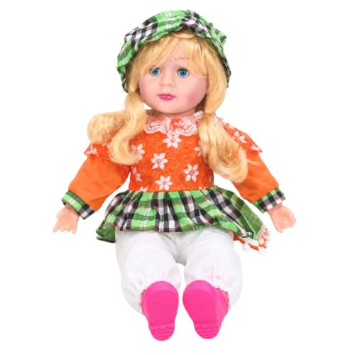 Image of SHAKTISM Poem Doll Small Singing Songs Doll - 50 cm Big Size Musical Plush Soft Doll with Sound, Cute Clothing Doll Toy for Kids & Toddlers, Gift for Girls Age 1-6 Years (Orange)