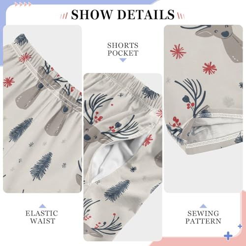 ZZXXB Reindeer and Trees Boys Long Pants Soft Trousers Elastic Waist Kids Lounge Bottoms with Pockets S-XL4