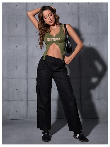 SOLY HUX Women's Y2K Sexy Tank Top Strapless Sleeveless Graphic Split Crop Tops Vest3