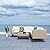 SAFAVIEH Outdoor Collection Analon Wicker Cushion Sectional Set PAT7716B-3BX, Beige/White
