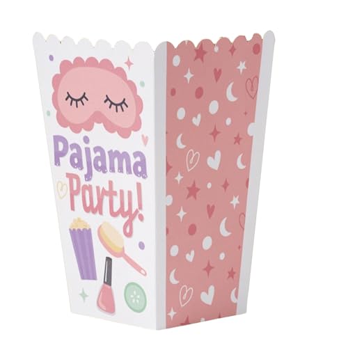 Big Dot of Happiness Pajama Slumber Party - Sleepover Favor Boxes, Birthday Party Popcorn Boxes, Treat Bag for Girls, Special Snack Box Set - 12 Ct