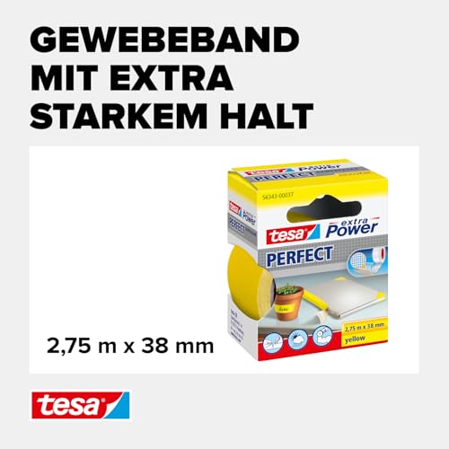 tesa extra Power Perfect Gewebeband - Gelb - 2,75 m x 38 mm – Ansicht 3
