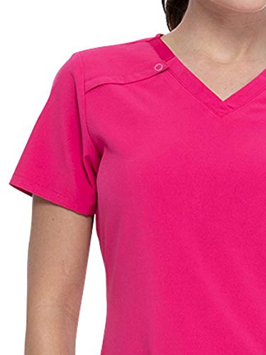 Dickies Eds Essentials Scrubs, V-Neck Womens Tops With Four-Way Stretch And Moisture Wicking Dk615, M, Hot Pink #TOP2